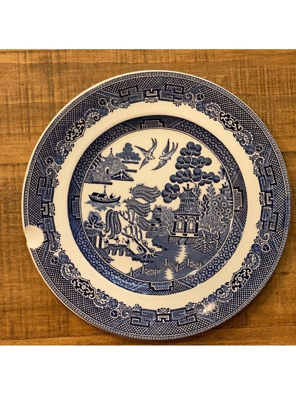 Johnson Brothers Willow Blue earthenware plate.  Made in England. 8” across